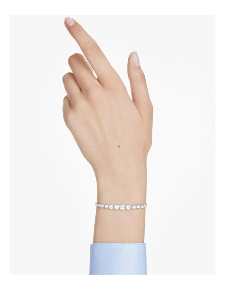 Imber Tennis Mixed Round Cuts Rhodium Plated Bracelet in White image 6