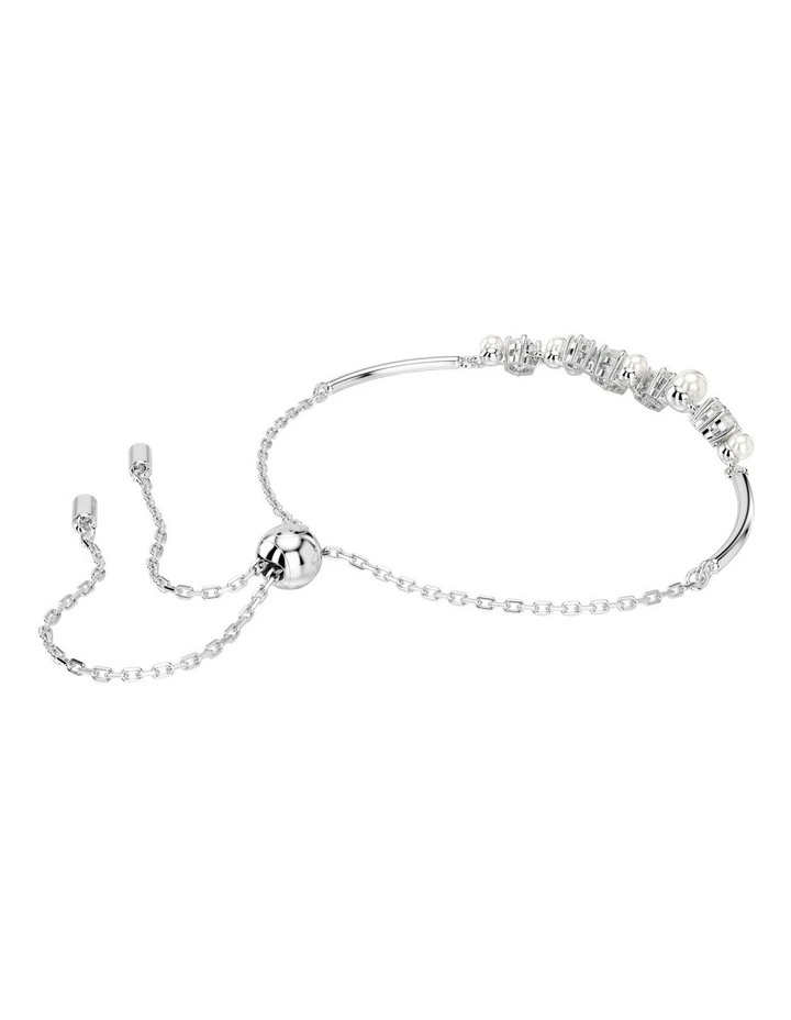 Constella Crystal Pearl Round Cuts Rhodium Plated Bangle in White image 4