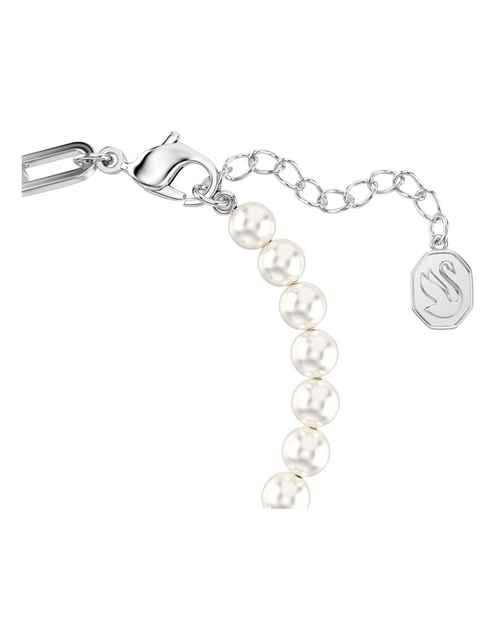 Swan Crystal Pearl Rhodium Plated Bracelet in Black image 3
