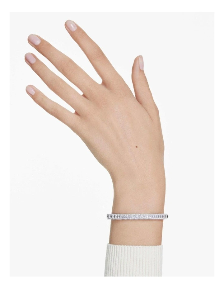 Matrix Baguette Cut Rhodium Plated Bangle in White image 6