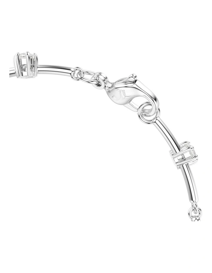 Constella Tennis Crystal Pearl Round Cuts Rhodium Plated Bracelet in White image 3