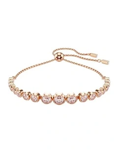 Imber Tennis Mixed Round Cuts Rose Gold-Tone Plated Bracelet in Pink