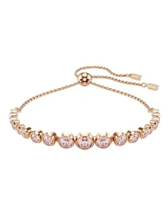 Imber Tennis Mixed Round Cuts Rose Gold-Tone Plated Bracelet in Pink