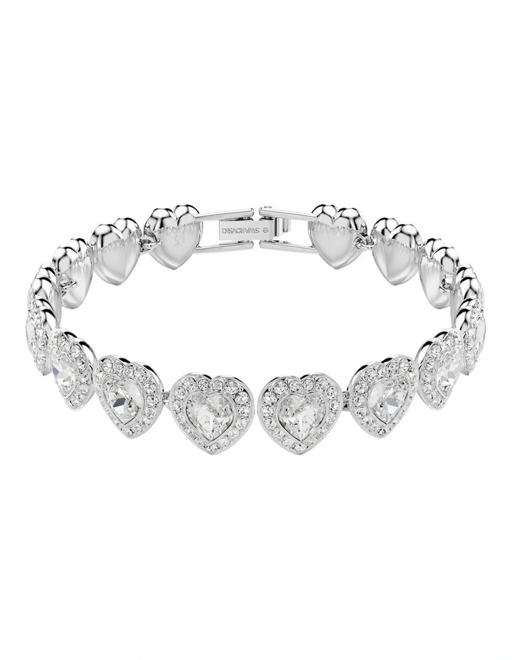 Ariana Grande Tennis Mixed Cuts Heart Rhodium Plated Bracelet in White image 1