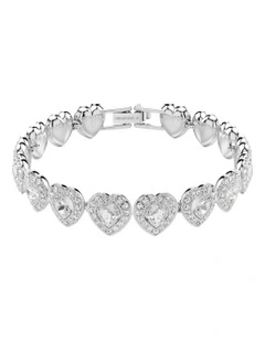 Ariana Grande Tennis Mixed Cuts Heart Rhodium Plated Bracelet in White