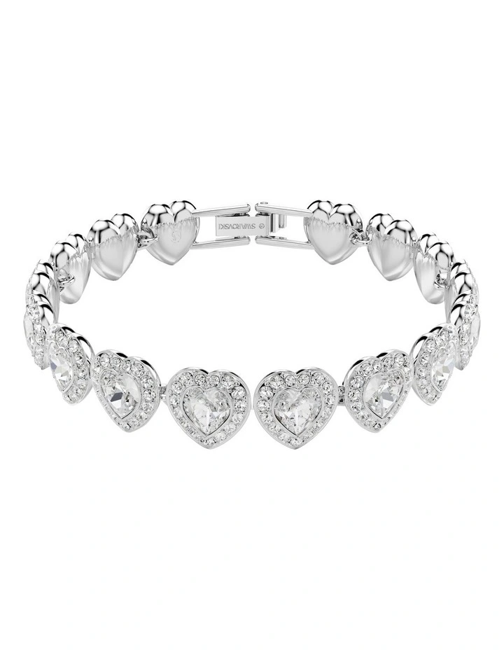 Ariana Grande Tennis Mixed Cuts Heart Rhodium Plated Bracelet in White image 1