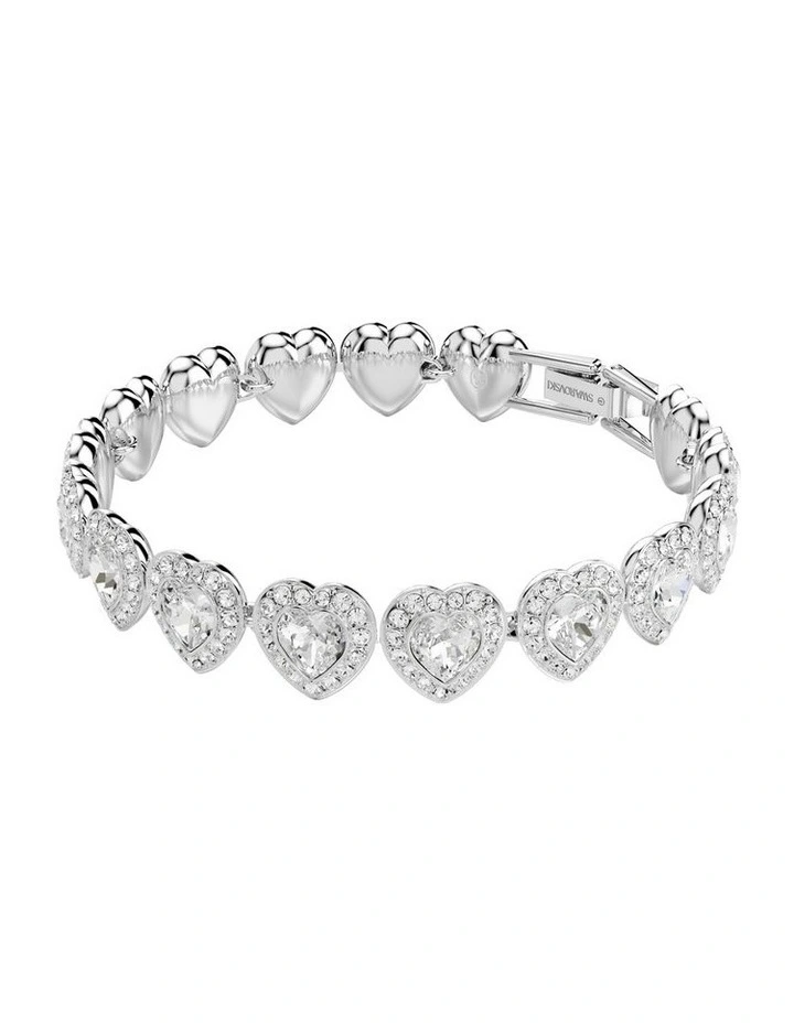 Ariana Grande Tennis Mixed Cuts Heart Rhodium Plated Bracelet in White image 2