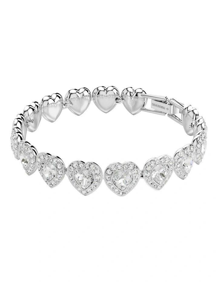 Ariana Grande Tennis Mixed Cuts Heart Rhodium Plated Bracelet in White image 2