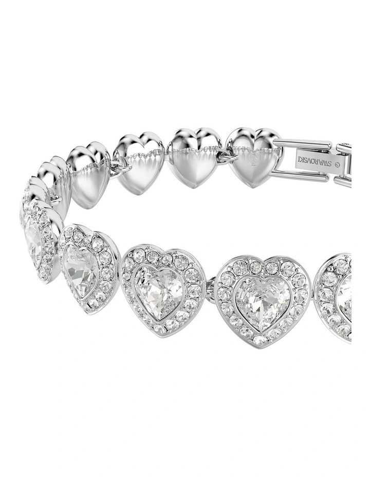 Ariana Grande Tennis Mixed Cuts Heart Rhodium Plated Bracelet in White image 4