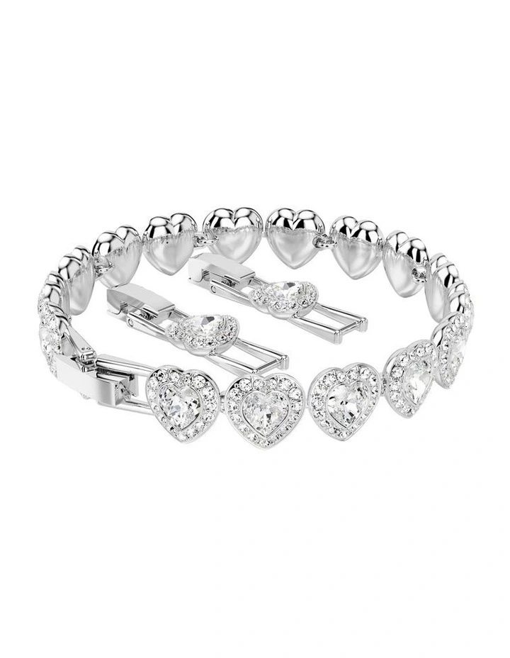 Ariana Grande Tennis Mixed Cuts Heart Rhodium Plated Bracelet in White image 5
