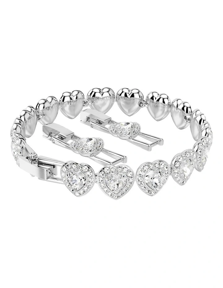 Ariana Grande Tennis Mixed Cuts Heart Rhodium Plated Bracelet in White image 5