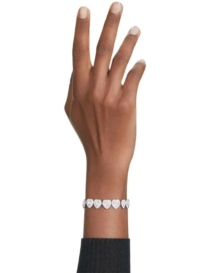 Ariana Grande Tennis Mixed Cuts Heart Rhodium Plated Bracelet in White image 6