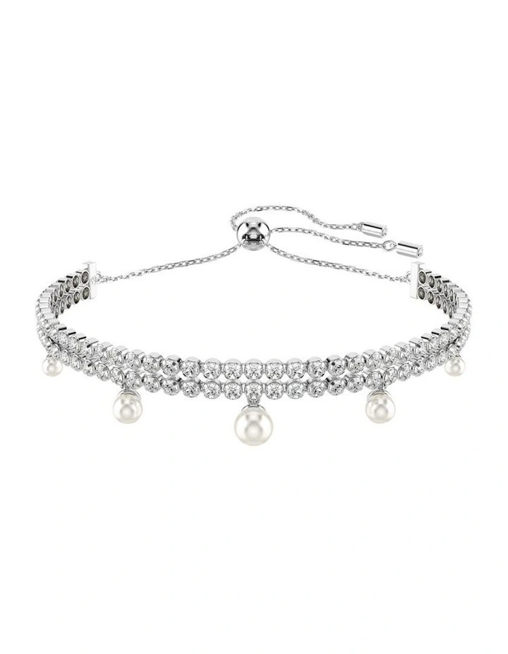 Ariana Grande Crystal Pearl Round Cut Rhodium Plated Bracelet in White image 1