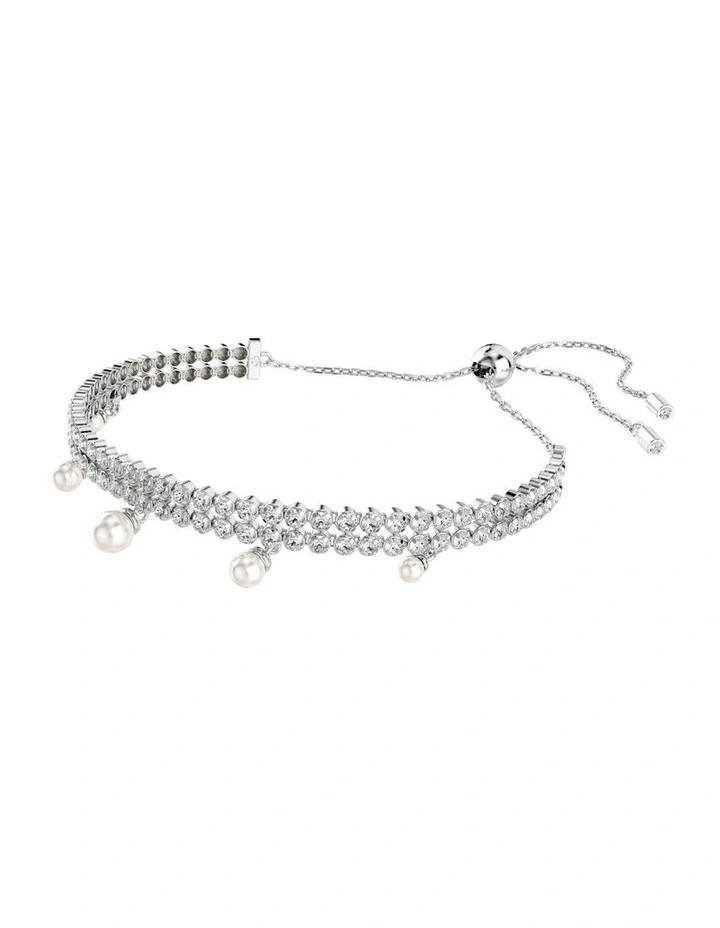 Ariana Grande Crystal Pearl Round Cut Rhodium Plated Bracelet in White image 2