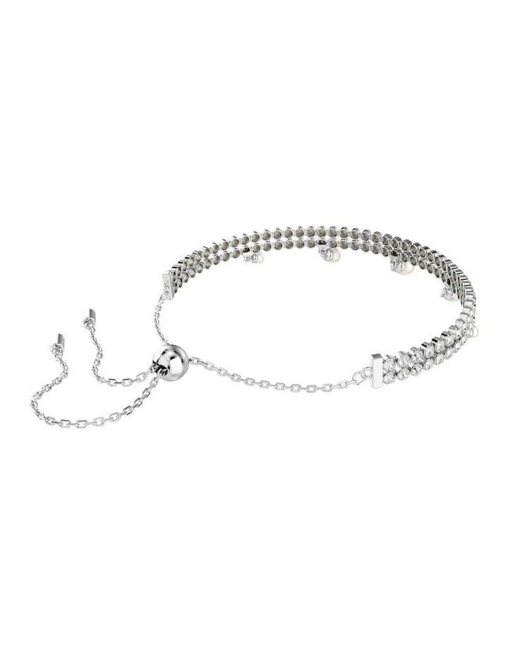 Ariana Grande Crystal Pearl Round Cut Rhodium Plated Bracelet in White image 5