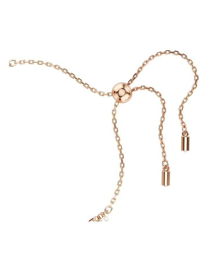 Matrix Tennis Bracelet Crystal Pearl Round Cut Rose Gold-Tone Plated in White image 3