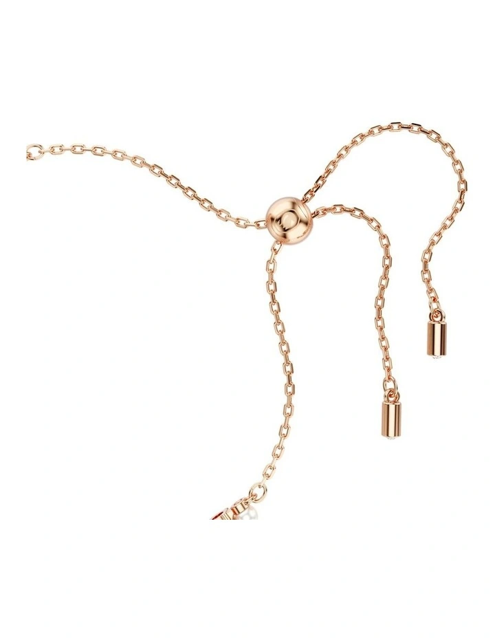 Matrix Tennis Bracelet Crystal Pearl Round Cut Rose Gold-Tone Plated in White image 3