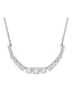 Gradient Of Round Cuts Rhodium Plated Matrix Necklace in White