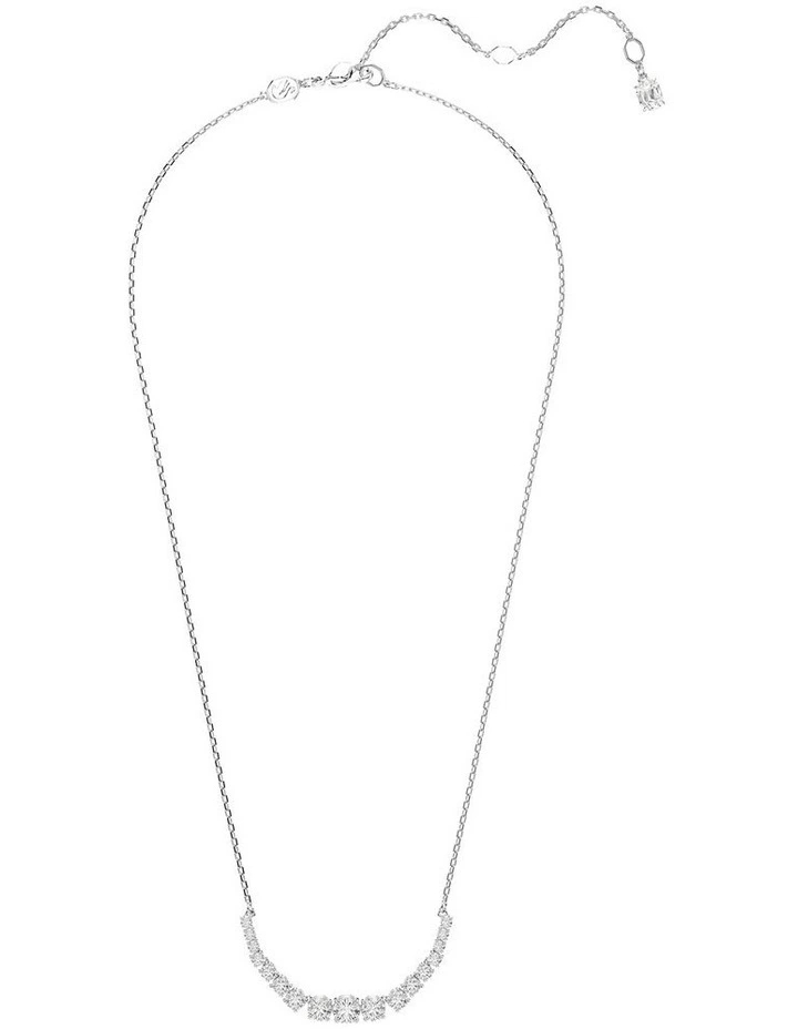 Gradient Of Round Cuts Rhodium Plated Matrix Necklace in White image 2