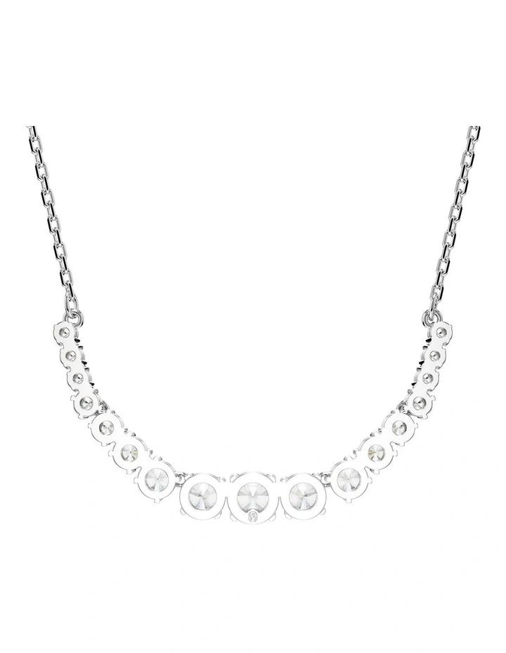 Gradient Of Round Cuts Rhodium Plated Matrix Necklace in White image 4