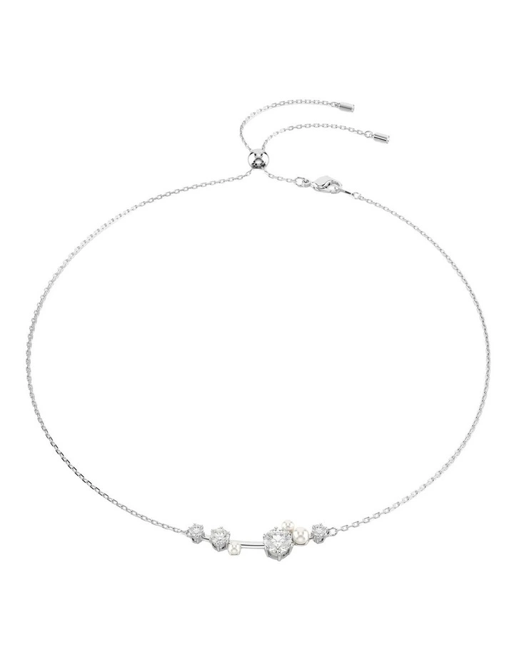 Crystal Pearl Round Cuts Rhodium Plated Constella Necklace in White image 1