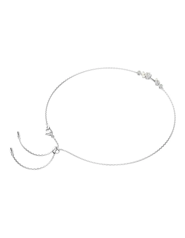 Crystal Pearl Round Cuts Rhodium Plated Constella Necklace in White image 4
