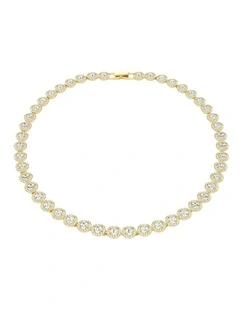 Round Cut Plated Una Angelic Tennis Necklace in White/Gold-Tone