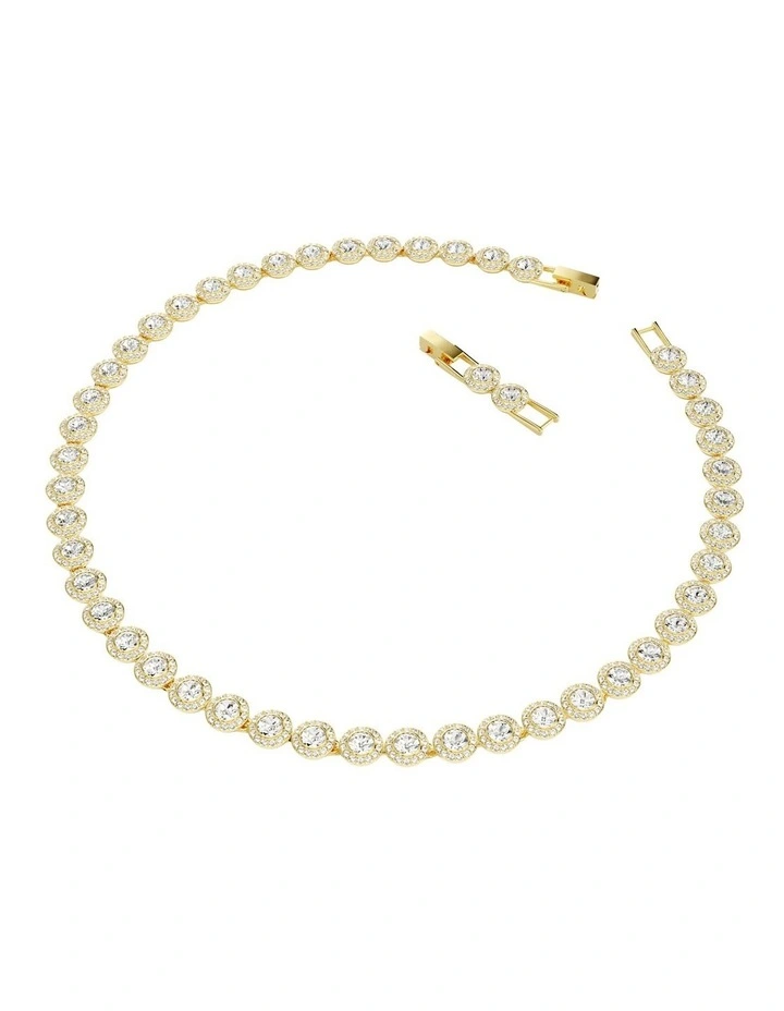 Round Cut Plated Una Angelic Tennis Necklace in White/Gold-Tone image 2