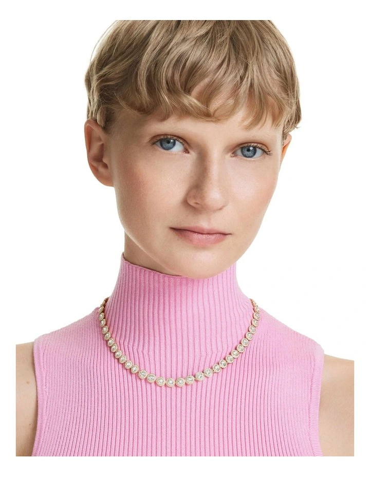 Round Cut Plated Una Angelic Tennis Necklace in White/Gold-Tone image 6