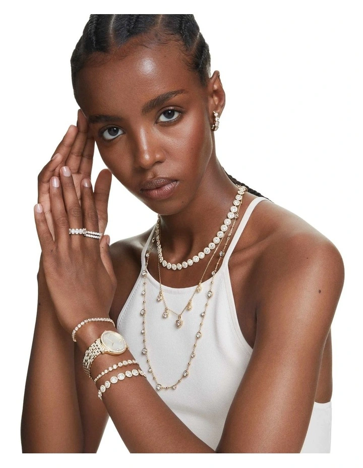 Round Cut Plated Una Angelic Tennis Necklace in White/Gold-Tone image 7