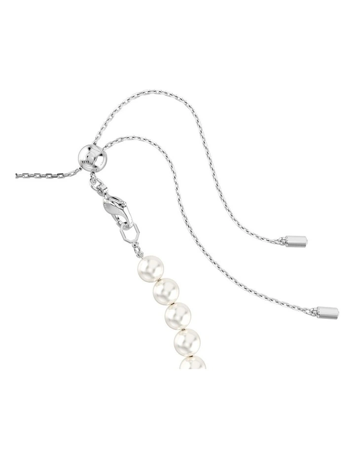 Mixed Cuts Heart Rhodium Plated Tennis Choker in White image 3