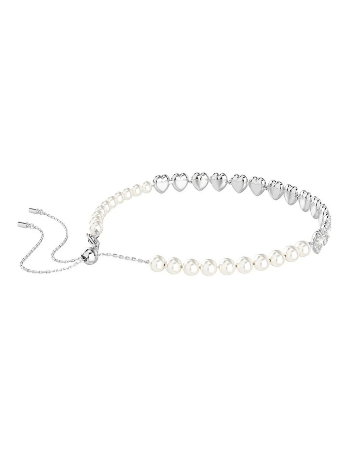 Mixed Cuts Heart Rhodium Plated Tennis Choker in White image 5