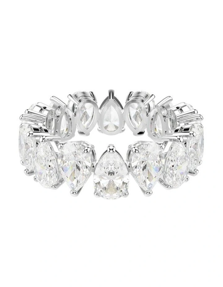 Pear Cut Silver Tone Finish Matrix Vittore Ring in White image 1