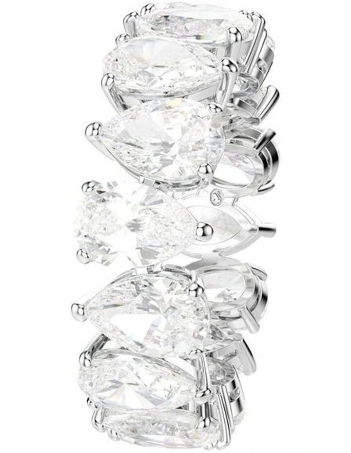 Pear Cut Silver Tone Finish Matrix Vittore Ring in White image 3