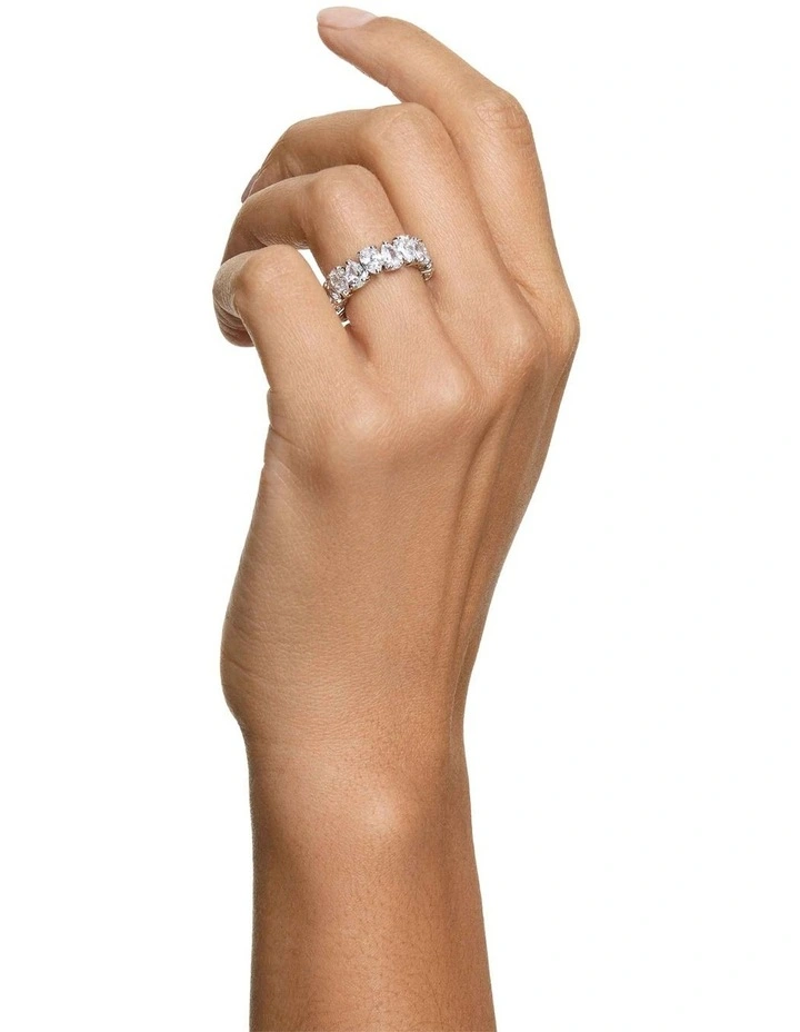 Pear Cut Silver Tone Finish Matrix Vittore Ring in White image 5