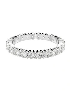 Round Cut Silver Tone Finish Matrix Vittore Ring in White