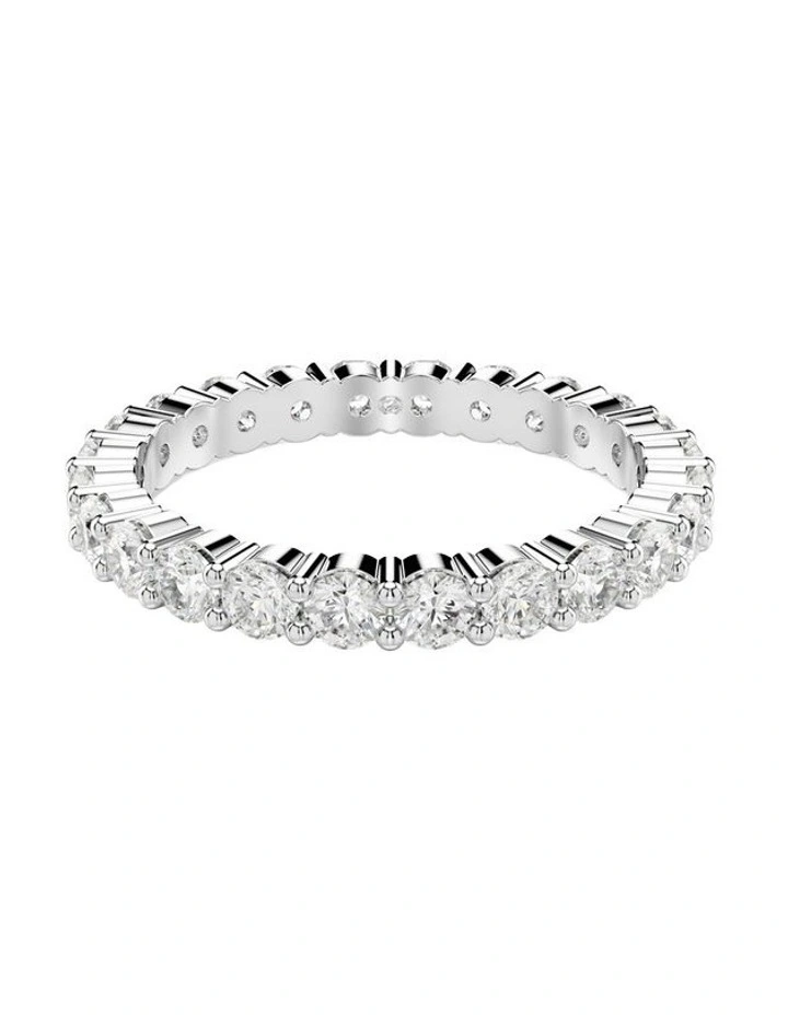 Round Cut Silver Tone Finish Matrix Vittore Ring in White image 1