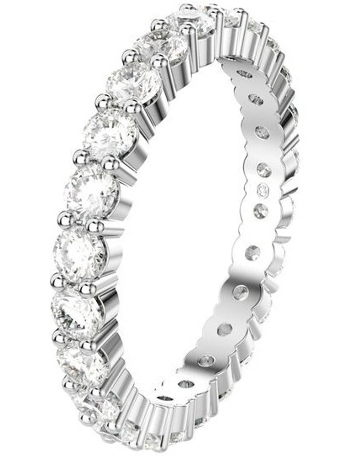 Round Cut Silver Tone Finish Matrix Vittore Ring in White image 2