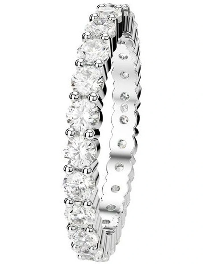 Round Cut Silver Tone Finish Matrix Vittore Ring in White image 3