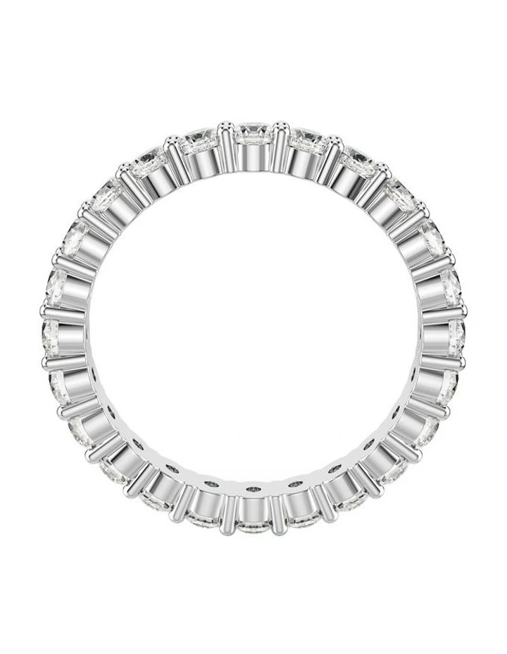 Round Cut Silver Tone Finish Matrix Vittore Ring in White image 4