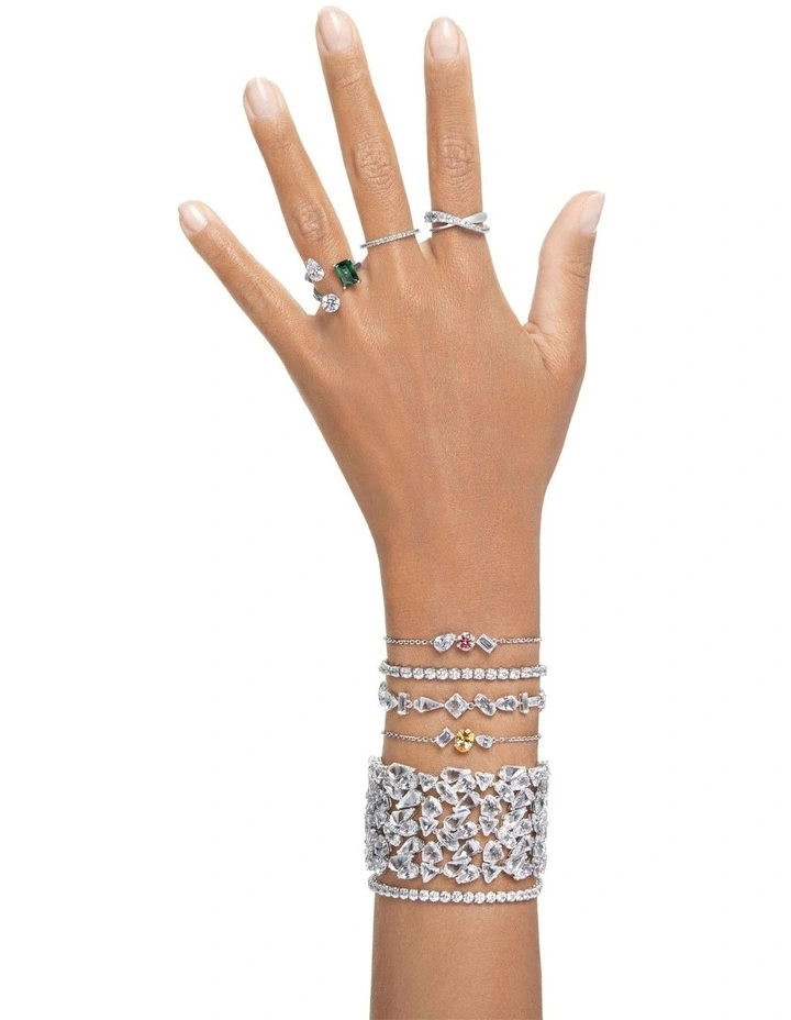 Round Cut Silver Tone Finish Matrix Vittore Ring in White image 7