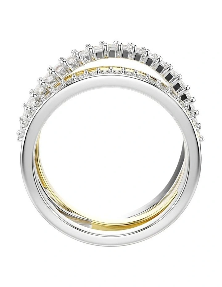 Mixed Metal Finish Hyperbola Ring in White image 3