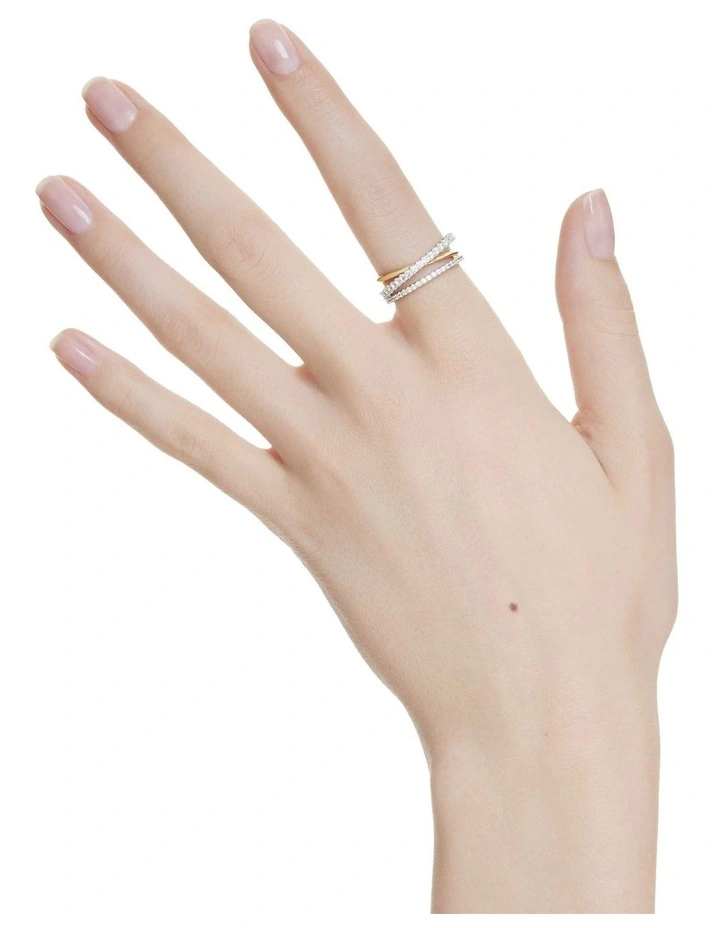 Mixed Metal Finish Hyperbola Ring in White image 5