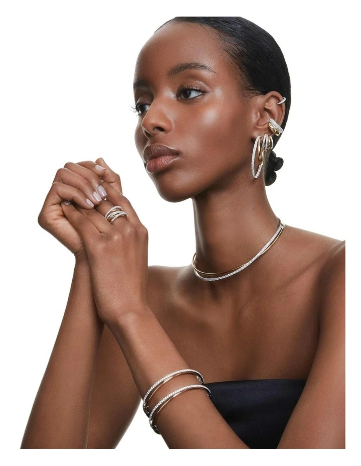 Mixed Metal Finish Hyperbola Ring in White image 6