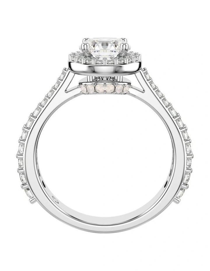 Silver Tone Finish Una Angelic Ring in White image 4