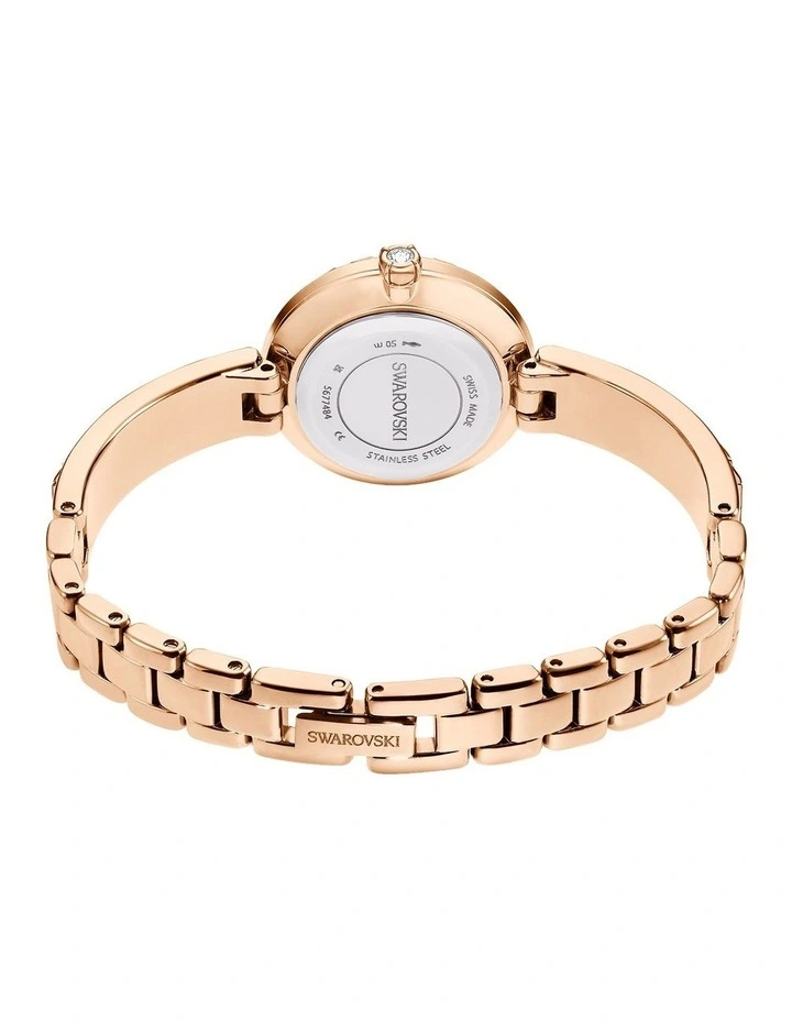 Crystal Bracele Matrix Bangle Swis Watch in White Rose Gold Tone image 3