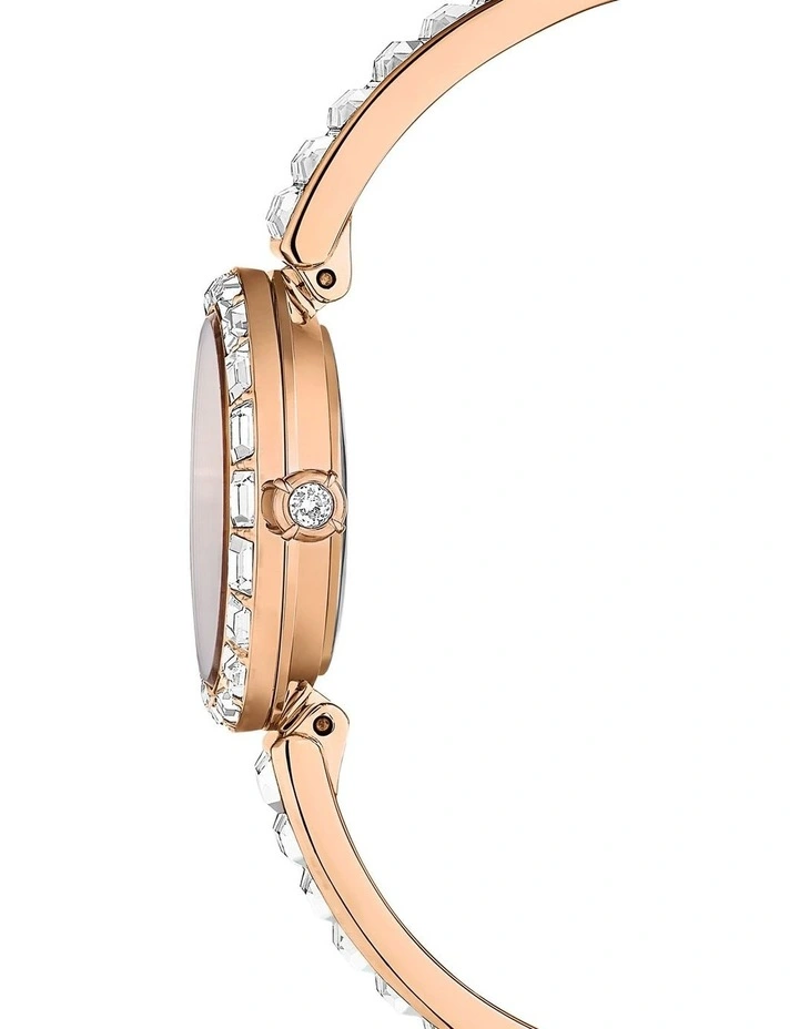 Crystal Bracele Matrix Bangle Swis Watch in White Rose Gold Tone image 5