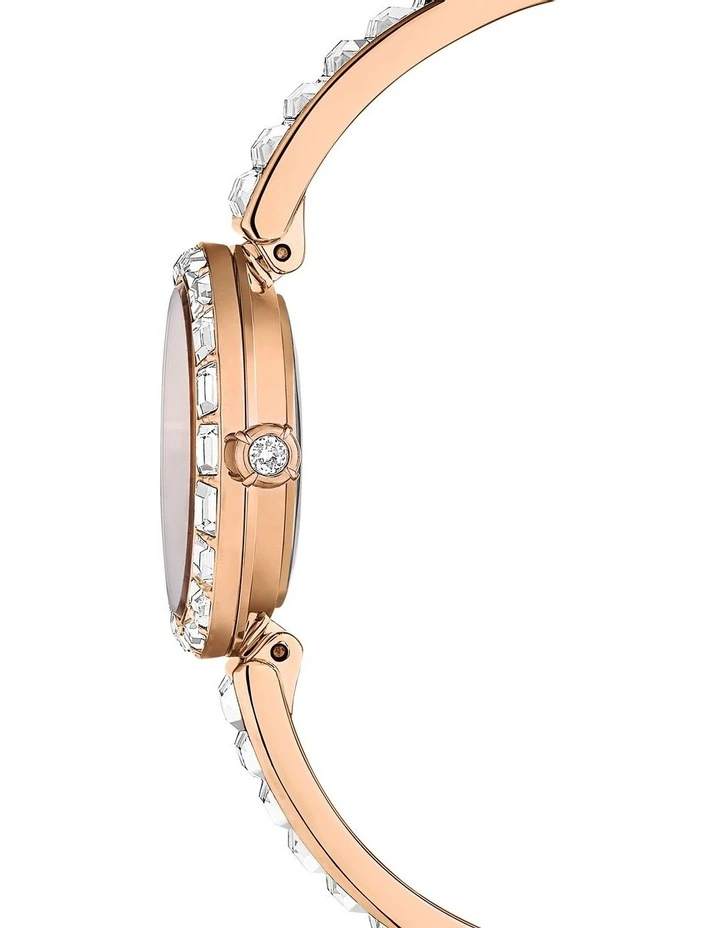 Crystal Bracele Matrix Bangle Swis Watch in White Rose Gold Tone image 5
