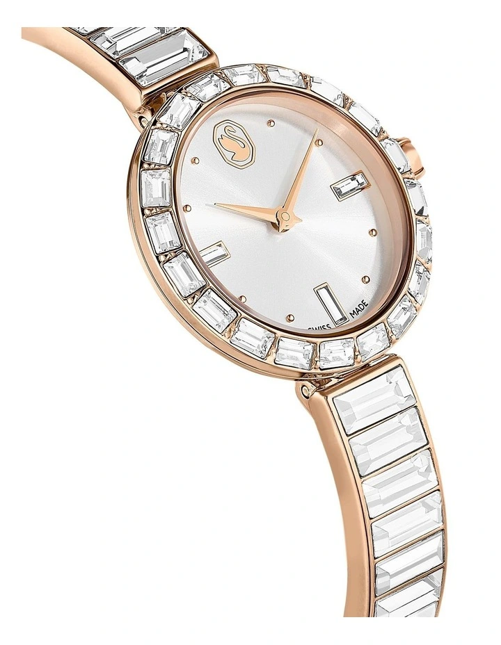 Crystal Bracele Matrix Bangle Swis Watch in White Rose Gold Tone image 6