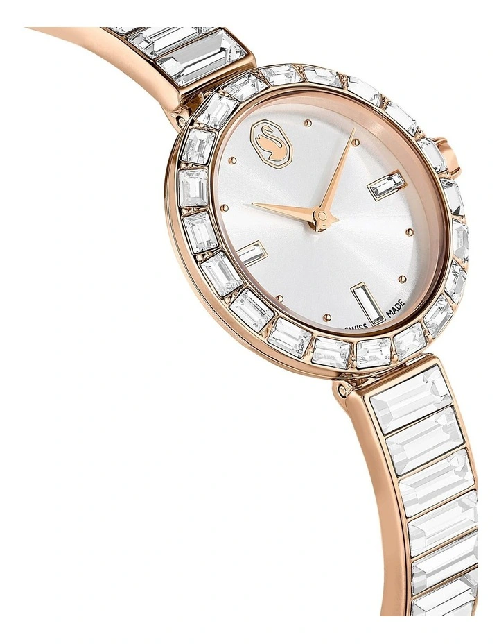 Crystal Bracele Matrix Bangle Swis Watch in White Rose Gold Tone image 6